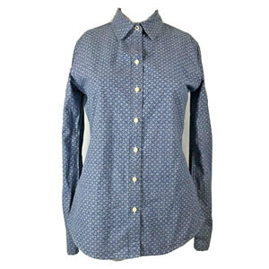 Banana Republic Shirt Womens‎ Sz XS Blue Anchor Print Cotton Button Oxford